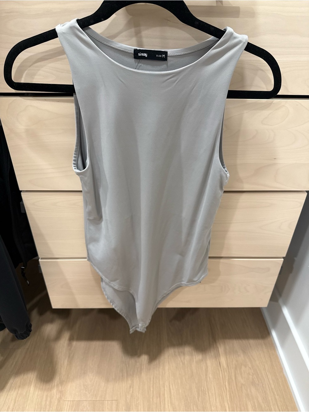 Sisley Gray Scoop Neck Sleeveless Bodysuit